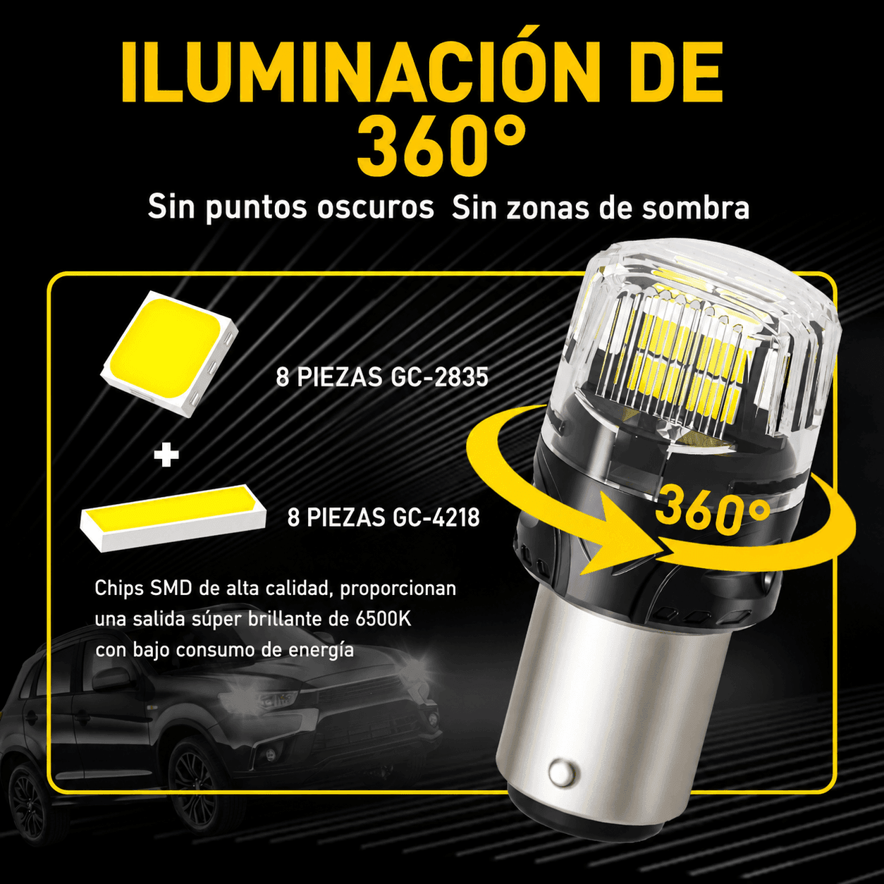 Bombillo LED AUXITO 1157 Doble Filamento P21/5W BAY15D 6500K Blanco (2 Unidades) - GX-1157-5 - Imagen 3