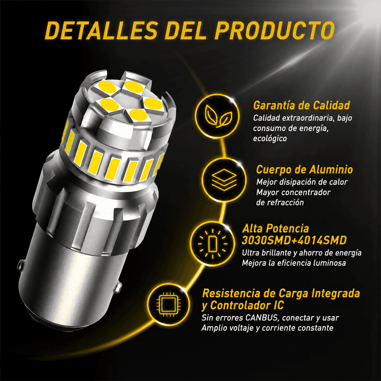 Bombillas LED AUXITO 1157 doble filamento (BAY15D) 6500K Canbus 1200LM - (2 Unidades) -GX-1157-4 - Imagen 5
